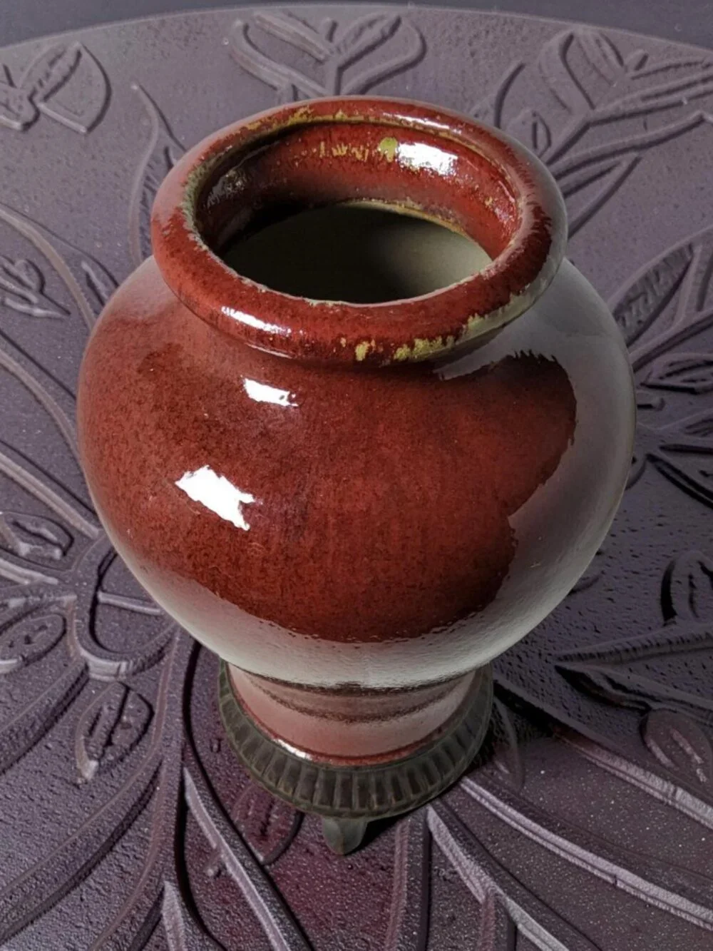Vintage Repop Chinese porcelain vase with a oxblood red glaze.
